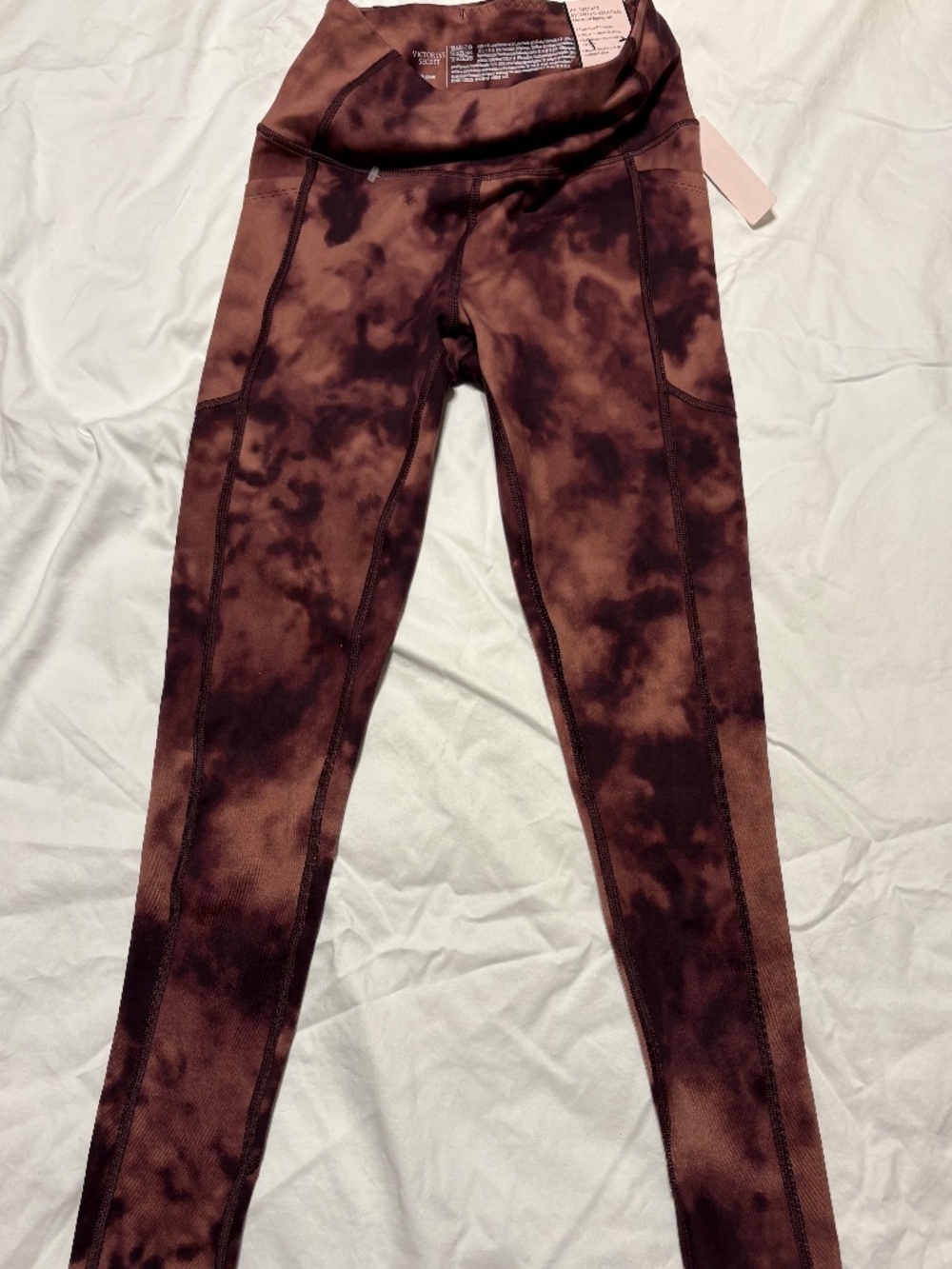 NWT Victoria's Secret Tie Dye Leggings Brown Burgundy Essential Pocket 2021